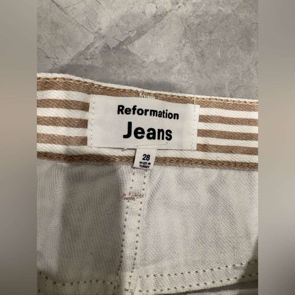 Reformation Tan and White Striped Mini Skirt - Picture 4 of 7